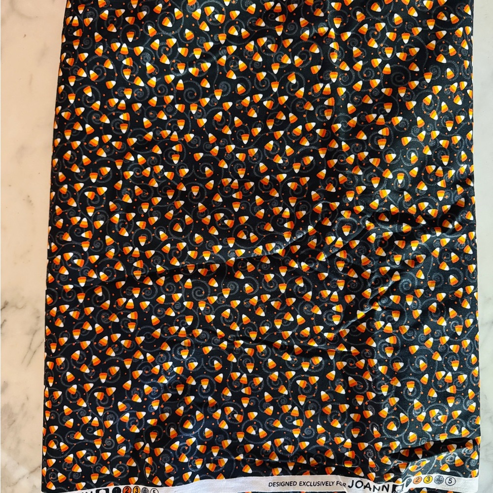 Joann Fabrics Candy Corn Sparkly Swirls Novelty Fabric 100 % Cotton